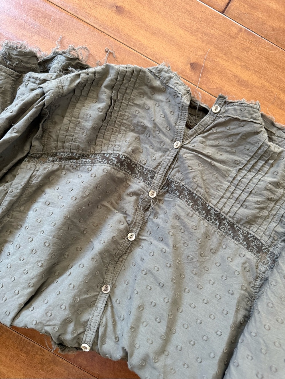 Pilcro Anthropologie Womens Olive Brown Tiered Long-Sleeve Mini Dress Size M - Picture 6 of 6